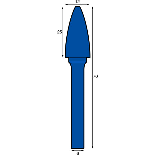NRS Carbide Bur, Pointed S-INOX Cut, Blade Diameter 12 x Blade Length 25 x Shaft Diameter 6 x Shaft Length 45, Brazed, TCBINX6800, 1 pc