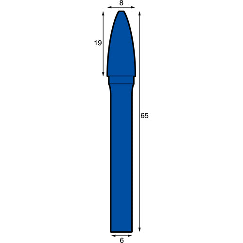 NRS Carbide Bur, Pointed D-Steel Cut, Blade Diameter 8 x Blade Length 19 x Shaft Diameter 6 x Shaft Length 46, Brazed, TCBSTL6450, 1 pc