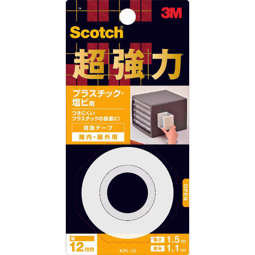 ３Ｍ　【在庫限り廃番】スコッチ　超強力両面テープ　プラスチック・塩ビ用　１２ｍｍ×１．５ｍ　KPL-12　1 巻