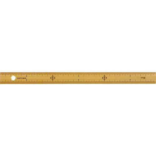 シンワ　竹製ものさし　３０ｃｍ　上下段１ｍｍピッチ　ハトメ付　71760　1 本