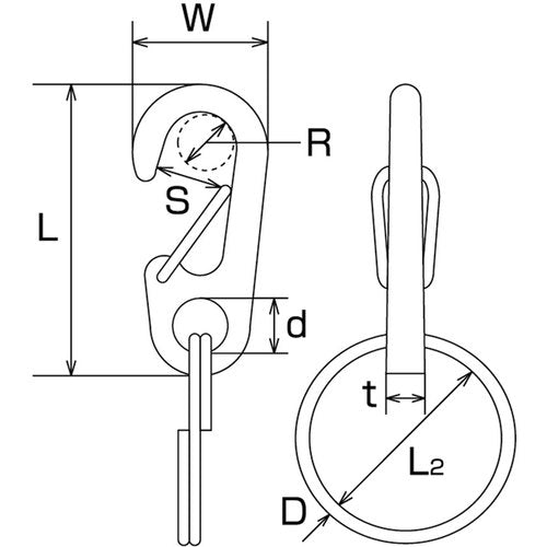 水本　ステンレス　ミニクリップ（二重リンク付）　長さ３４ｍｍ　（２個入）　B-2003　1 袋