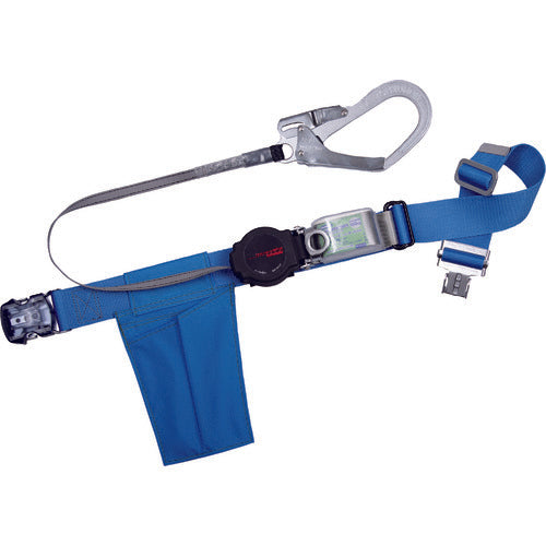 TSUYORON Body Belt Type Fall Arrest Device One-Hand Retractor One-Touch Type Blue Medium Size TB-ORN-OT599-BL4-M-BP 1 Piece