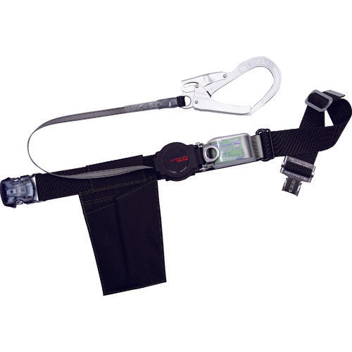 TSUYORON Body Belt Type Fall Arrest Device One-Hand Retractor Lightweight One-Touch Type Black Medium Size TB-ORL-OT593-BLK-M-BP 1 Piece