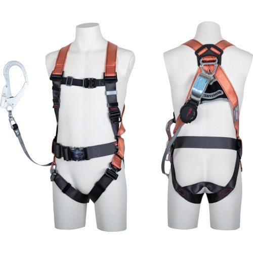 ＴＳＵＹＯＲＯＮ　コアハーネス　胴ベルト付き　シングルランヤード付き　巻取式ワン・ハンドリトラ　オレンジ　Ｌサイズ　TH-502-OH93SV-OT-OR-L-R23-BX　1 本