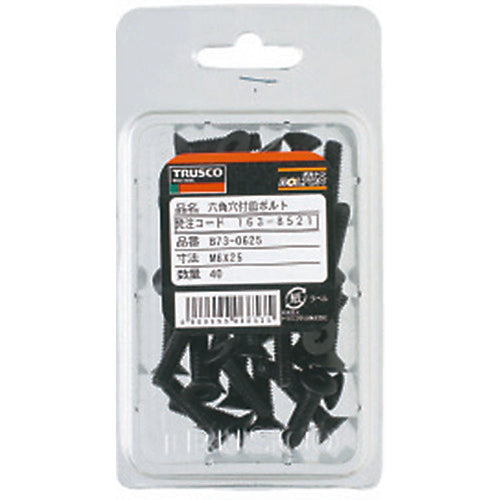 ＴＲＵＳＣＯ　六角穴付皿ボルト　黒染め　全ネジ　Ｍ６×１８　５０本入　B73-0618　1 PK