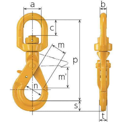 KITO 체인 링 카나그 부재(아이 타입) 스위블 후크 HJK 기본 사용 하중 1.5t/2.0t HJK08 1개