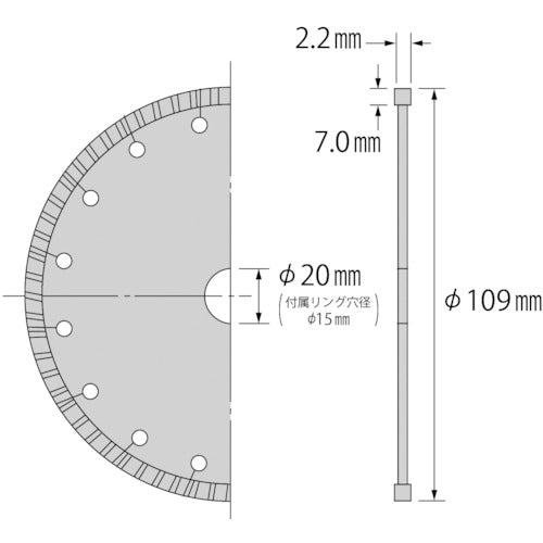 エビ　ダイヤモンドカッター　ウェーブレーザー（乾式）　１０９ｍｍ　WL105　1 枚