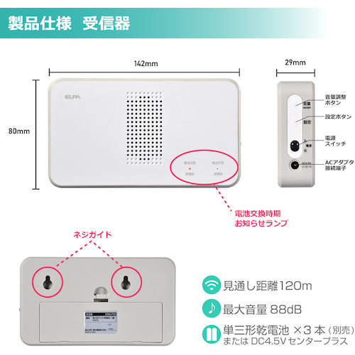 ELPA Wireless Chime Door Opening/Closing Sensor Set EWS-S5034 1 piece