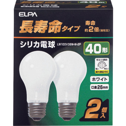 ＥＬＰＡ　シリカ電球　長寿命　Ｅ２６　４０Ｗ形　２個入　LW100V38W-W-2P　1 個