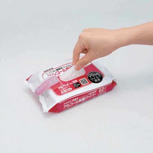 Saraya Alcohol Disinfectant Wipes, Pack of 60, 42446, 1 PK