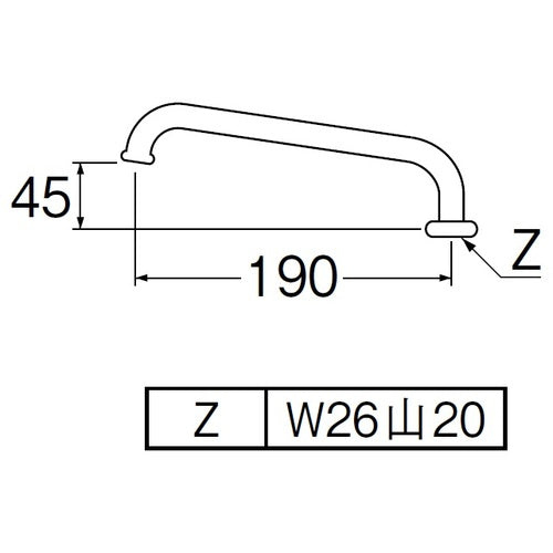 SANEI 횡형 상향 파이프 PA27J-60X-16 1개