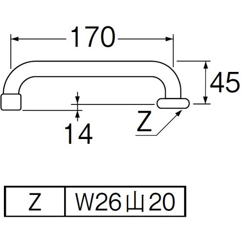 SANEI 거품 횡형 파이프 PA20JH-60X-16 1개