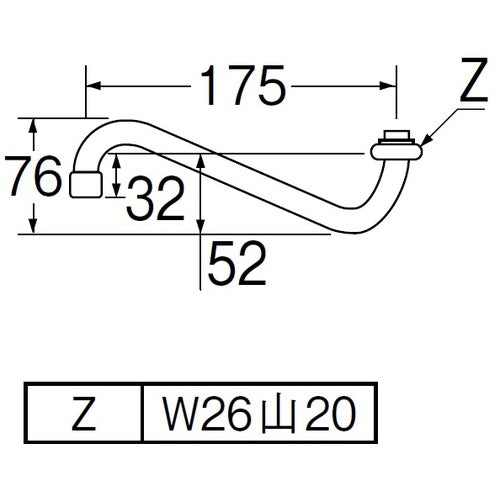 SANEI 거품 상향 자유 자재 파이프 PA17JH-60X-16 1 개