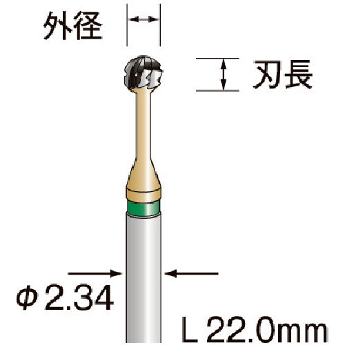 Ｍｉｎｉｍｏ　超硬カッター　球スパイラルチップブレーカーカット　刃径Φ１．２　BC1682　1 本