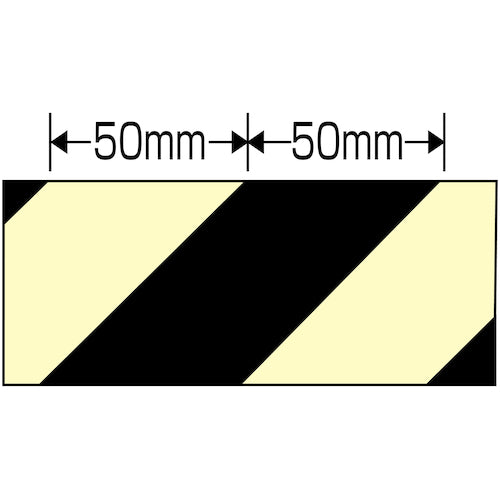 緑十字　トラ柄テープ　蓄光／黒　ＴＲ６−Ａ　６０ｍｍ幅×３０ｍ　ビニール製　屋内用　256601　1 巻
