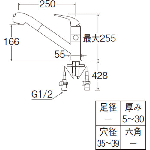 ＳＡＮＥＩ　シングルワンホールスプレー分岐混合栓　K87000BTJV-13　1 個