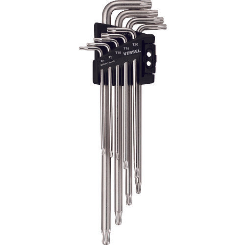 VESSEL Ball End Torx Wrench Set of 9 T8, T9, T10, T15, T20, T25, T27, T30, T40 8509BTX 1 S