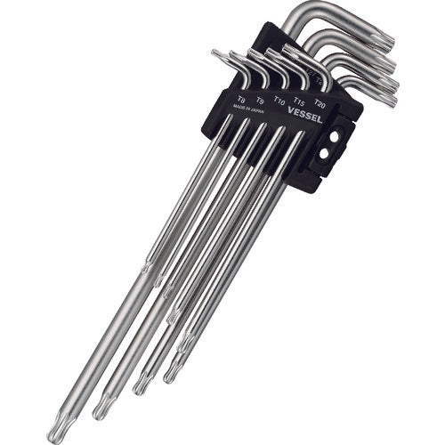 VESSEL Ball End Torx Wrench Set of 9 T8, T9, T10, T15, T20, T25, T27, T30, T40 8509BTX 1 S