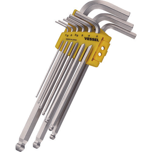 ＶＥＳＳＥＬ　本締めボールポイントレンチ９本組　８３０９ＢＰ　対辺１．５、２、２．５、３、４、５、６、８、１０　8309BP　1 Ｓ