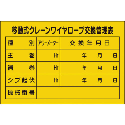 Unit Mobile Crane Wire Rope Replacement Management Chart 327-40A 1 sheet