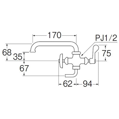 ＳＡＮＥＩ　厨房用二口横形自在水栓　E2310-13　1 個