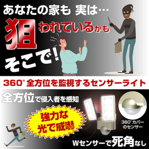 ELPA 방범용 센서 라이트 AC LED 센서 라이트 2등 ESL-ST1202AC 1대