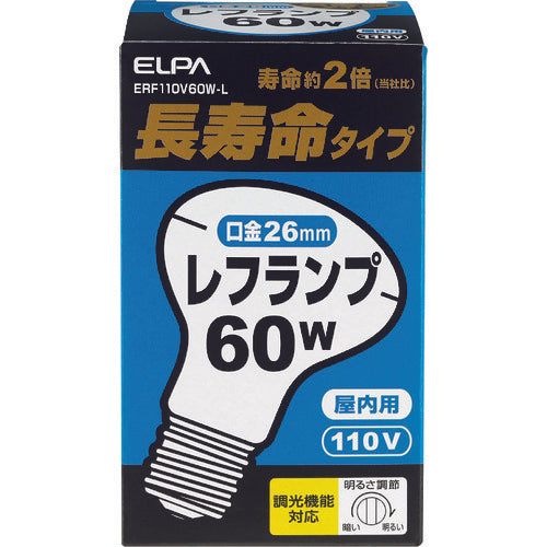 ＥＬＰＡ　長寿命レフランプ　Ｅ２６　６０Ｗ　ホワイト　ERF110V60W-L　1 個