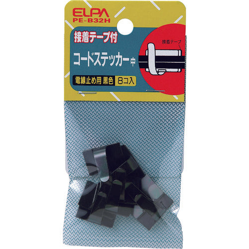 ELPA Cord Sticker Medium Black PE-B32H 1 PK