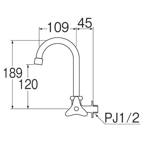 SANEI A26JH-13 Horizontal Aerator-Neck Flexible Faucet 1 pc