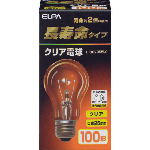 ＥＬＰＡ　クリア電球　長寿命　Ｅ２６　１００Ｗ形　L100V95W-C　1 個