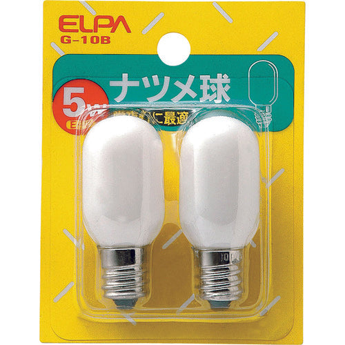 ＥＬＰＡ　ナツメ球　Ｅ１２　消費電力５Ｗ　ホワイト　２個入　G-10B　1 個