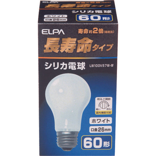 ＥＬＰＡ　シリカ電球　長寿命　Ｅ２６　６０Ｗ形　LW100V57W-W　1 個