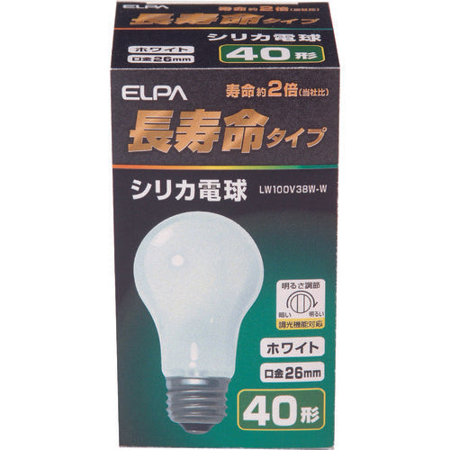 ＥＬＰＡ　シリカ電球　長寿命　Ｅ２６　４０Ｗ形　LW100V38W-W　1 個