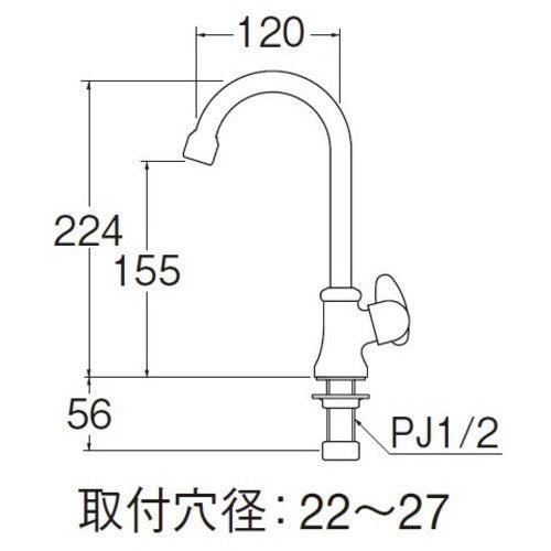 ＳＡＮＥＩ　ミニセラ泡沫立形ツル首自在水栓　JA565H-13　1 個