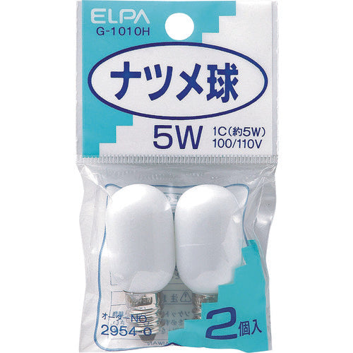 ＥＬＰＡ　ナツメ球　Ｅ１２　消費電力５Ｗ　ホワイト　２個入　G-1010H　1 個