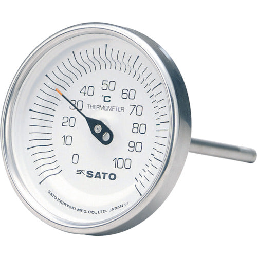 佐藤　バイメタル温度計ＢＭ−Ｔ型　測定温度範囲０〜２００℃　感温部長さ１５０ｍｍ　BM-T-90S-8　1 個
