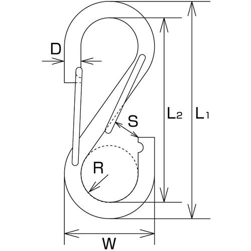 水本　ステンレス　Ｓカンフック　線径１２ｍｍ　長さ１５０ｍｍ　（１個＝１袋）　B-2719　1 袋
