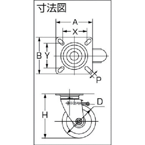 ＴＲＵＳＣＯ　プレス製ゴムキャスター　自在ダブルストッパー付　Φ７５　TJB-75　1 個