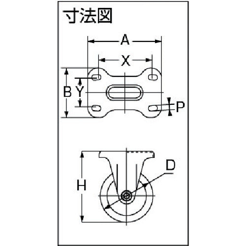 ＴＲＵＳＣＯ　プレス製ゴムキャスター　固定　Φ７５　TK-75　1 個