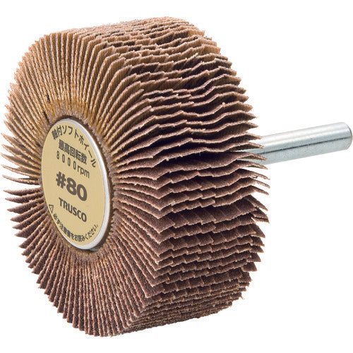 TRUSCO Soft Wheel with Shaft, Outer Diameter 60 x Thickness 25 x Shaft 6 (5 pieces) Grain Size #80 80# YS625 1 box