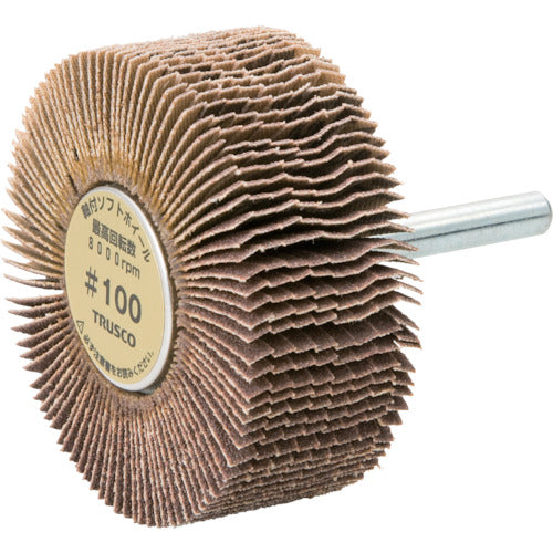 TRUSCO Soft Wheel with Shaft, Outer Diameter 60 x Thickness 25 x Shaft 6 (5 pieces) Grain Size #100 100# YS625 1 box