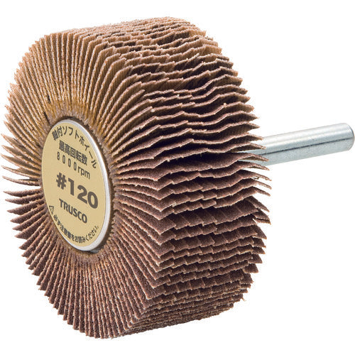 TRUSCO Soft Wheel with Shaft, Outer Diameter 60 x Thickness 25 x Shaft 6 (5 pieces) Grain Size #120 120# YS625 1 box