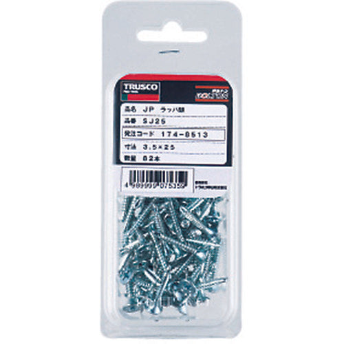 TRUSCO Drill Screw Trumpet Unichrome M3.5X25 82pcs SJ-25 1PK