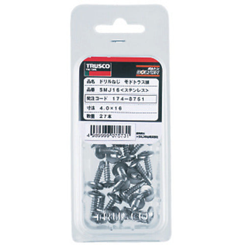 ＴＲＵＳＣＯ　ドリルねじ　モドトラス　ステンレス　Ｍ４Ｘ１６　２７本入　SMJ-16　1 PK