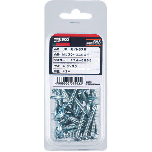 TRUSCO Drill Screw Modtruss for Sheet Metal, Unichrome, M4X13, 68 Pieces, MJ-13, 1 PK