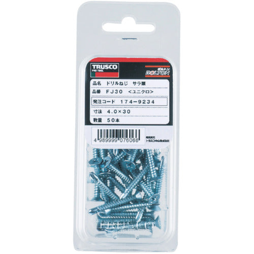 TRUSCO Drill Screws for Hardware and Sashes, Unichrome, M4 x 65, 23 Pieces, FJ-65 1 PK
