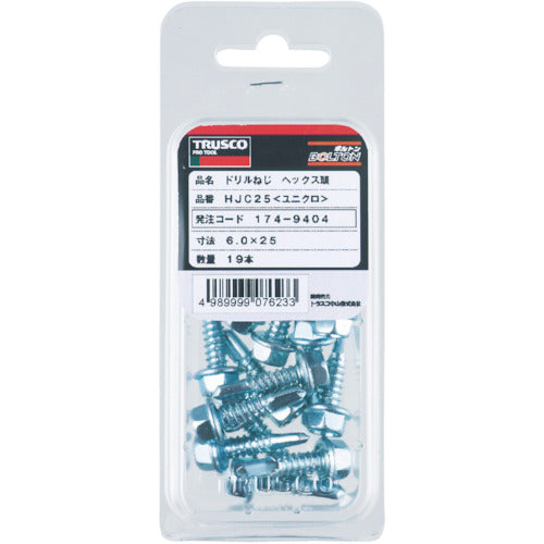 ＴＲＵＳＣＯ　ドリルねじ　ヘックス　ユニクロ　Ｍ６Ｘ７０　９本入　HJC-70　1 PK