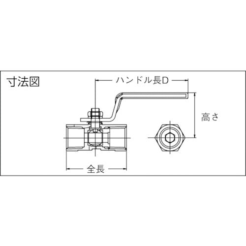 ｉｎｏｃ　ねじ込みボールバルブ　全長３９．０ｍｍ　呼び径（Ａ）８　316SRVM8A　1 個