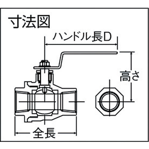 ｉｎｏｃ　ねじ込みボールバルブ　全長６２ｍｍ　呼び径（Ａ）１５　316SFVM15A　1 個