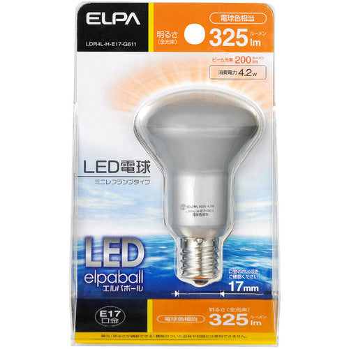 ＥＬＰＡ　ＬＥＤ電球ミニレフ形（３２５ｌｍ）　LDR4L-H-E17-G611　1 個